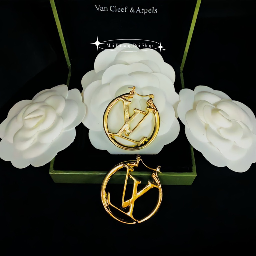 Bông tai LV sang chảnh khuyên tai YLS nữ đính đá cao cấp phụ kiện hoa tai dior Mai Phương Bùi Shop