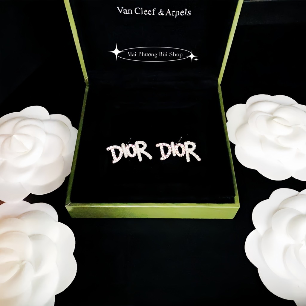 Bông tai LV sang chảnh khuyên tai YLS nữ đính đá cao cấp phụ kiện hoa tai dior Mai Phương Bùi Shop
