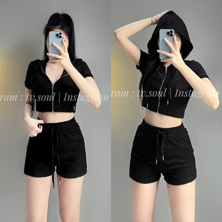 𝐓𝐕 𝐒𝐎𝐔𝐋 Set áo khoá kéo có nón kèm quần