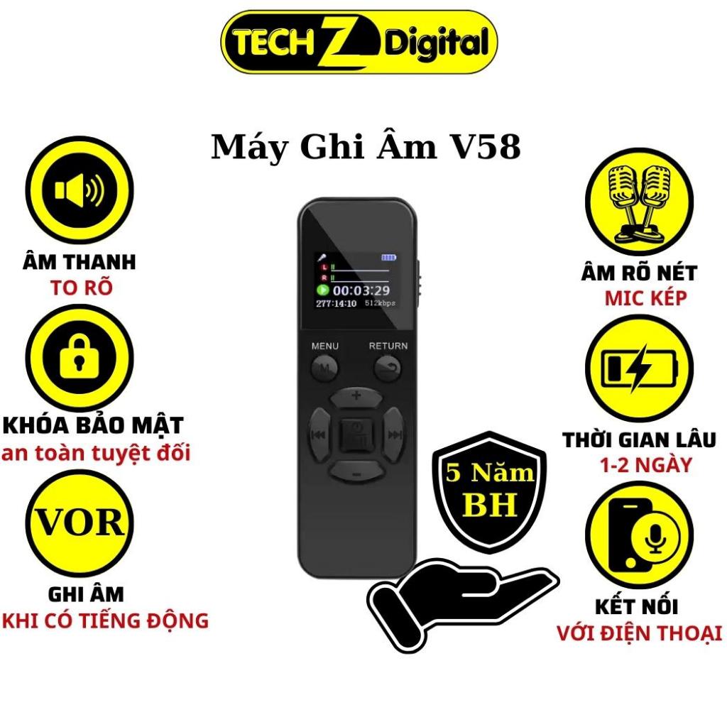 Máy ghi âm chuyên nghiệp V58 - 64GB thương hiệu Hàn Quốc, tính năng ghi âm thông minh khi có tiếng động Bảo Hành 5 Năm