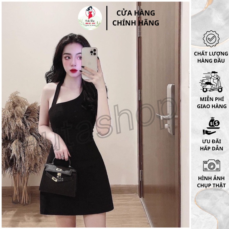 Đầm Body Chổng Cổ HUTA, Váy Nữ Lệch Vai Ôm Eo Sexy Chất Len Tăm Tôn Dáng Gợi Cảm
