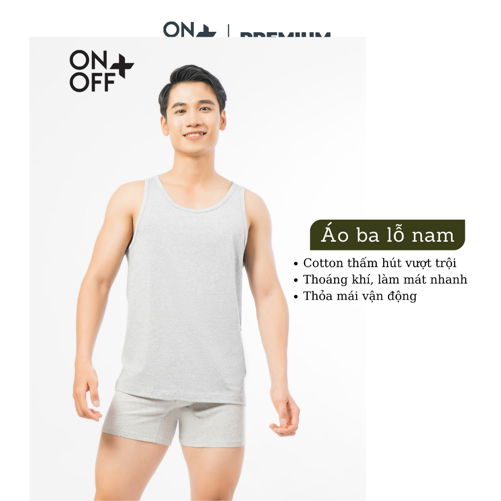 Áo ba lỗ nam cotton compact thấm hút mồ hôi làm mát nhanh ONOFF 18IA23A017