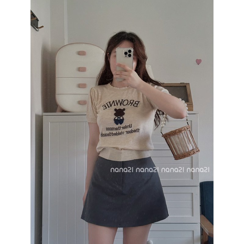 Chân váy dáng chữ A kèm thắt lưng Nana21 Nanastore21