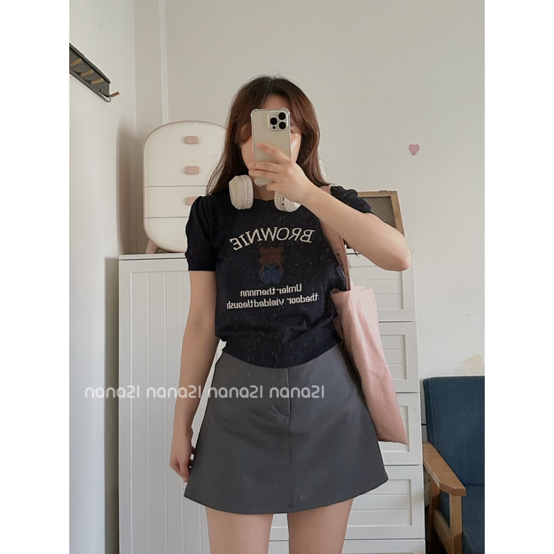 Chân váy dáng chữ A kèm thắt lưng Nana21 Nanastore21