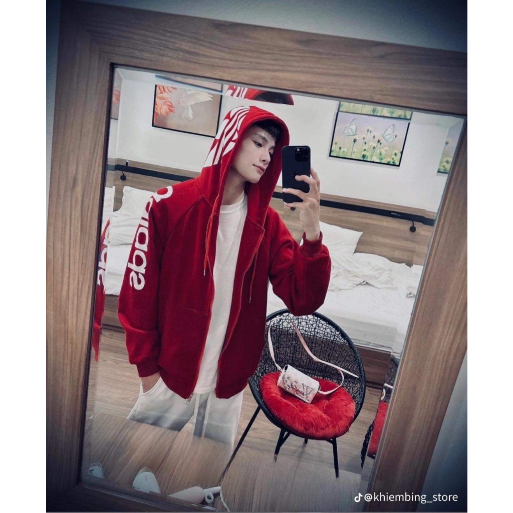 Áo Khoác Adidas Mũ Trùm 2 Lớp Nỉ Cotton Cao Cấp , Hoodie Zip Nam Nữ Form Rộng Unisex