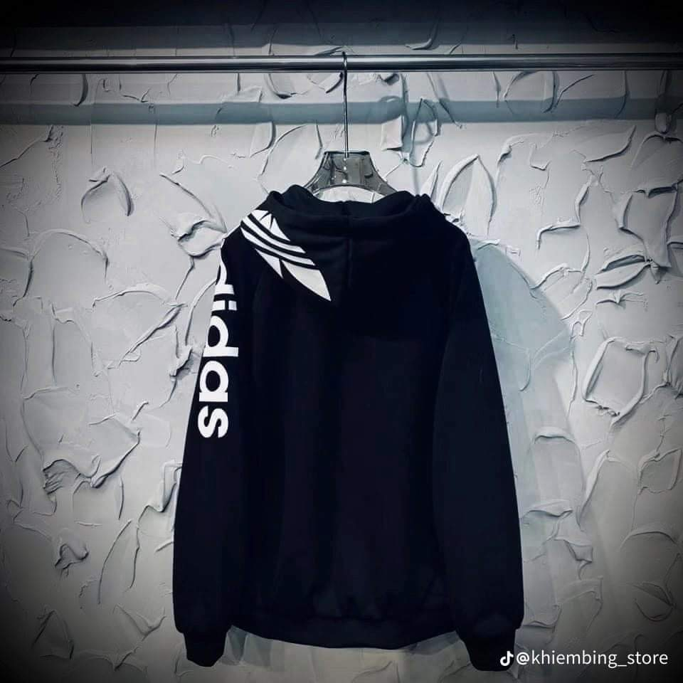 Áo Khoác Adidas Mũ Trùm 2 Lớp Nỉ Cotton Cao Cấp , Hoodie Zip Nam Nữ Form Rộng Unisex