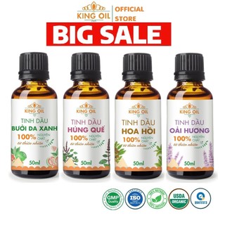 Tinh dầu thiên nhiên KingOil 50ml Sả Chanh/ Bạc Hà/ Quế/ Lavender/ Bưởi/ Cam/ Nhài/ Quýt/ Trầm/ Tràm