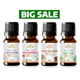 Tinh dầu thiên nhiên KingOil 10ml Sả Chanh/ Bạc Hà/ Quế/ Oải hương/ Bưởi/ Cam/ Quýt/ Tràm/ hoa Hồng