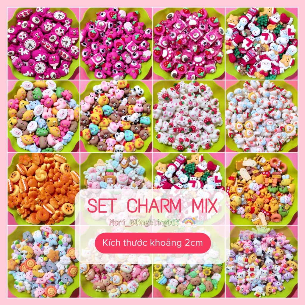 Set Charm Sticker 3D Làm DIY Trang Trí Móc Khoá Toploader