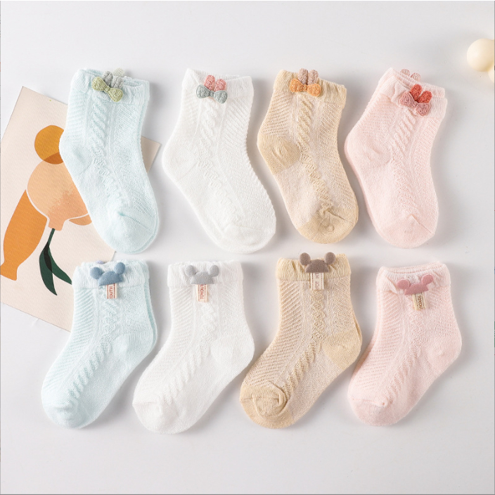 Vớ Tất Cotton Điều Hòa Thoáng Khí In Hình Gấu Cho Bé