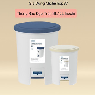 Thùng Rác Đạp Tròn 6L,12L Hiro - Inochi chính hãng