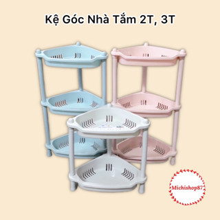 Kệ Góc Nhựa 2 tầng, 3 tầng Việt Nhật - Kệ góc nhà tắm tam giác nhựa chắc chắn GIÁ RẺ QUẾ SƠN 98