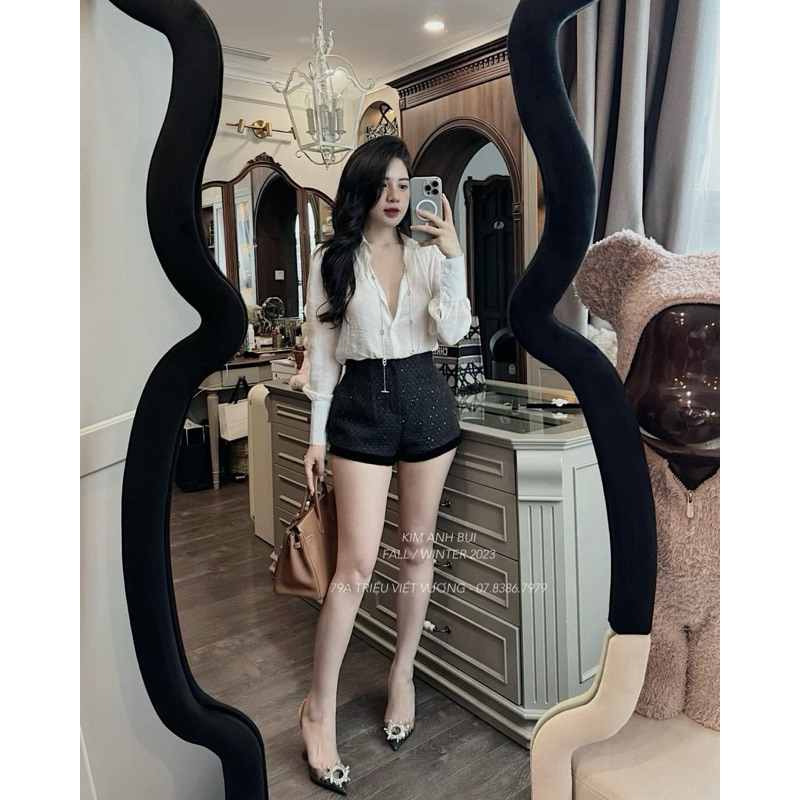 Quần sooc dạ siêu hot chuẩn Kim Anh Bùi