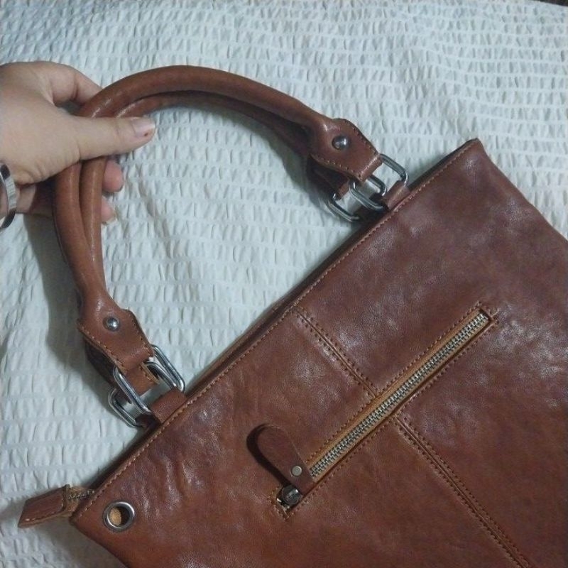 Túi tote nam nữ quai xách da mộc, da voi cán mềm, vừa A4 laptop, si Nhật size 31x35