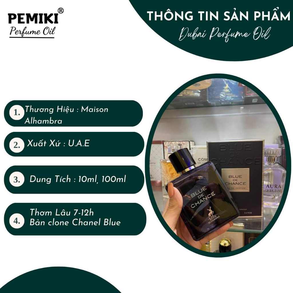 Nước hoa nam Blue De Chance EDP 100ml nước hoa nam tính lịch lãm - PEMIKI Store