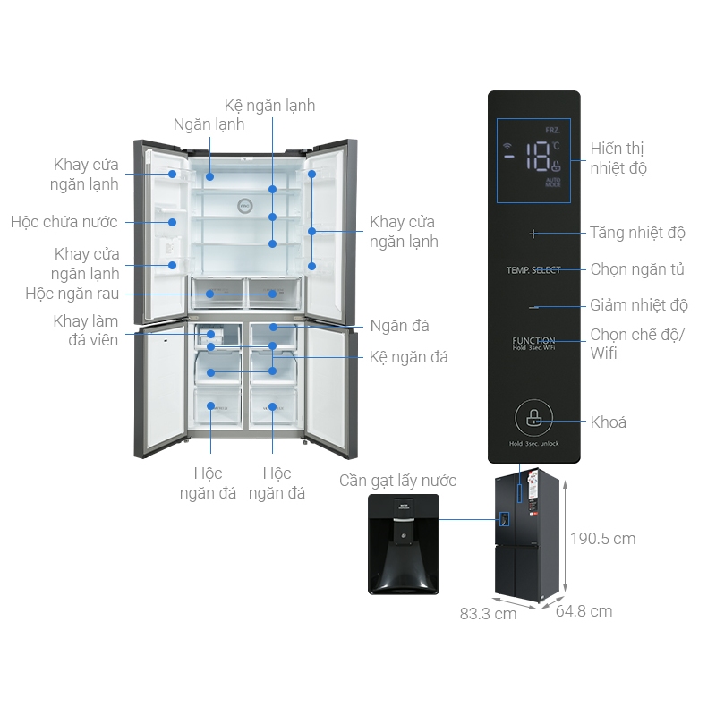 Tủ lạnh Toshiba Inverter 509 lít Multi Door GR-RF605WI-PMV-MG