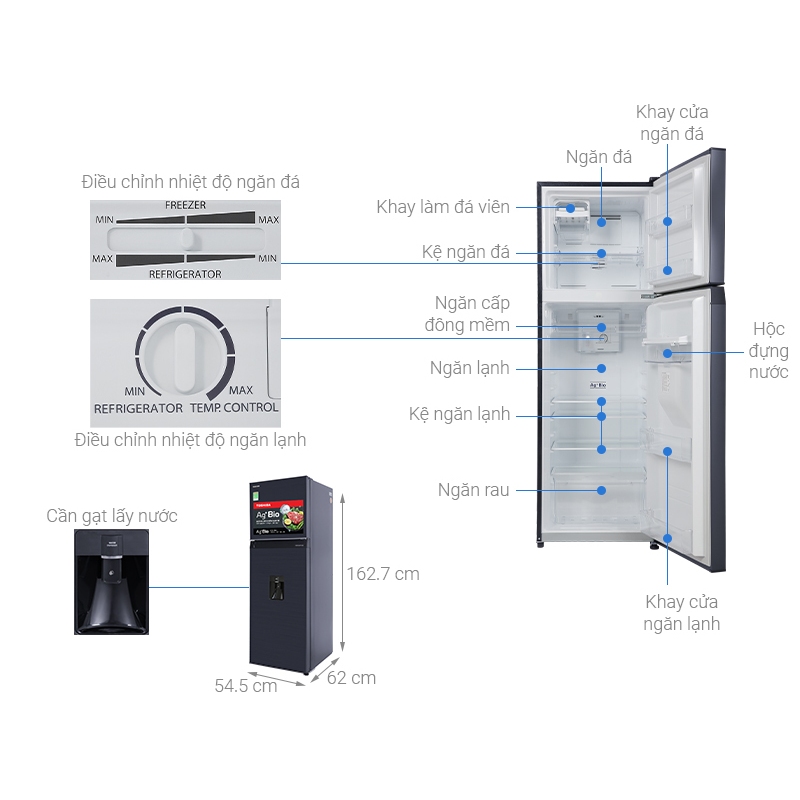 Tủ lạnh Toshiba Inverter 249 lít GR-RT325WE-PMV-MG