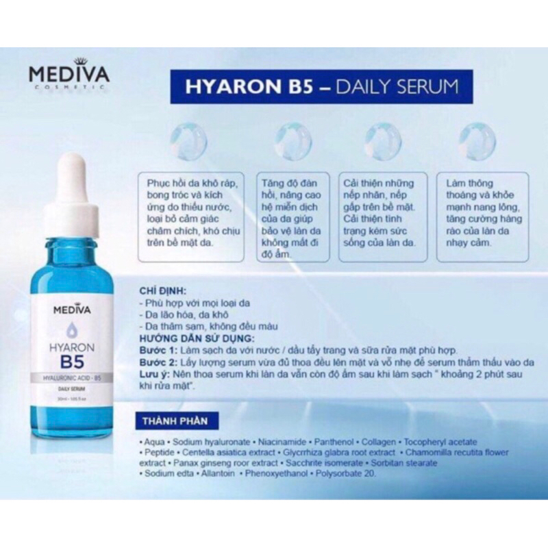Serum B5 Mediva siêu cấp ẩm phục hồi da chính hãng