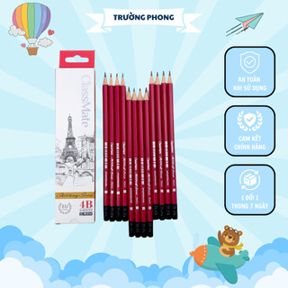 Hộp 12 Bút Chì Gỗ Có Tẩy 4B CLASSMATE Nét Bút Mịn Chì Mềm Êm Tay, Dùng Cho Bé Tập Viết CL-PC414