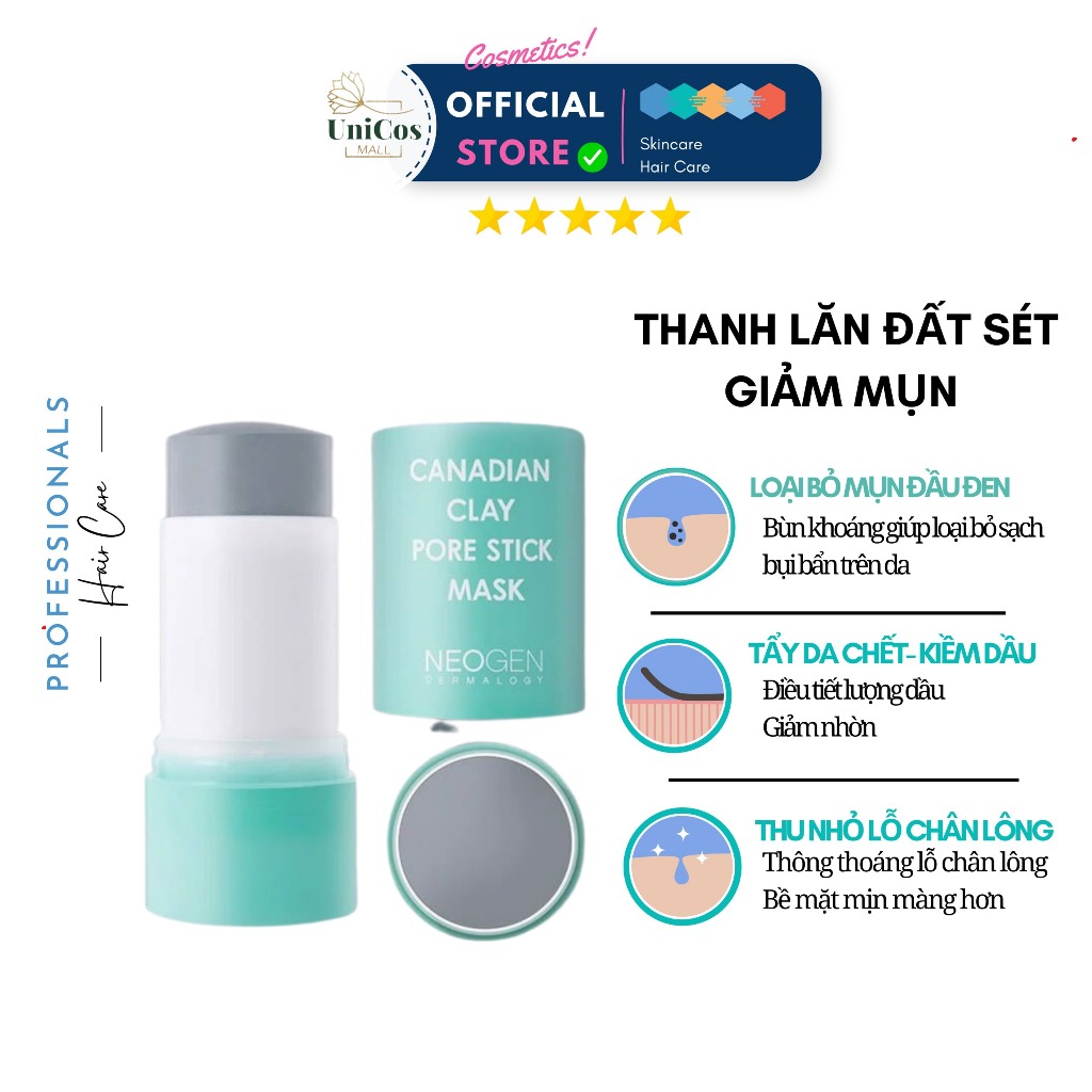 Thanh Lăn Giảm Mụn Đầu Đen Neogen Canadian Clay Pore Stick Mask 28gr