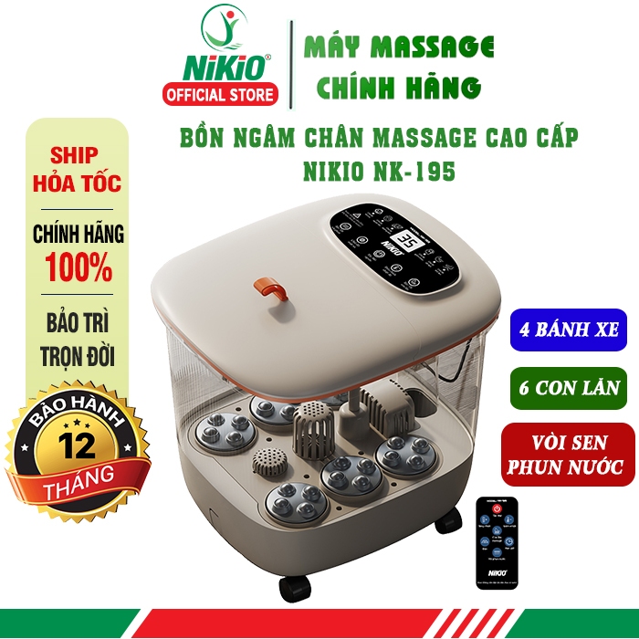 Bồn ngâm chân massage Nikio NK-195- Có remote, công nghệ mới