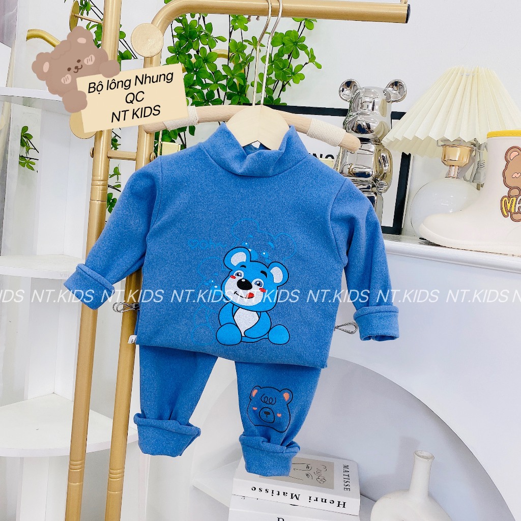 Bộ dài tay bé trai, bé gái - Bộ nỉ nhung giữ nhiệt cho bé trai bé gái7-15kg