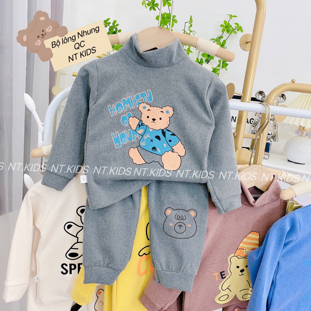 Bộ dài tay bé trai, bé gái - Bộ nỉ nhung giữ nhiệt cho bé trai bé gái7-15kg