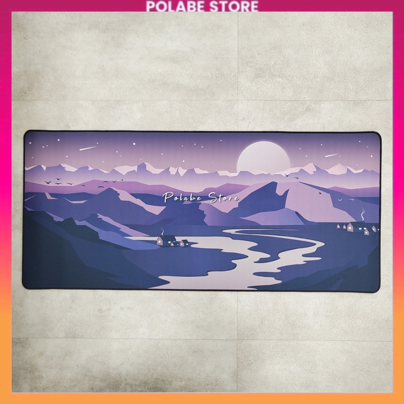 Deskpad Grassland Purple Night pad chuột bàn phím cơ 900x400x4mm deskmat lót chuột cỡ lớn - Polabe Store