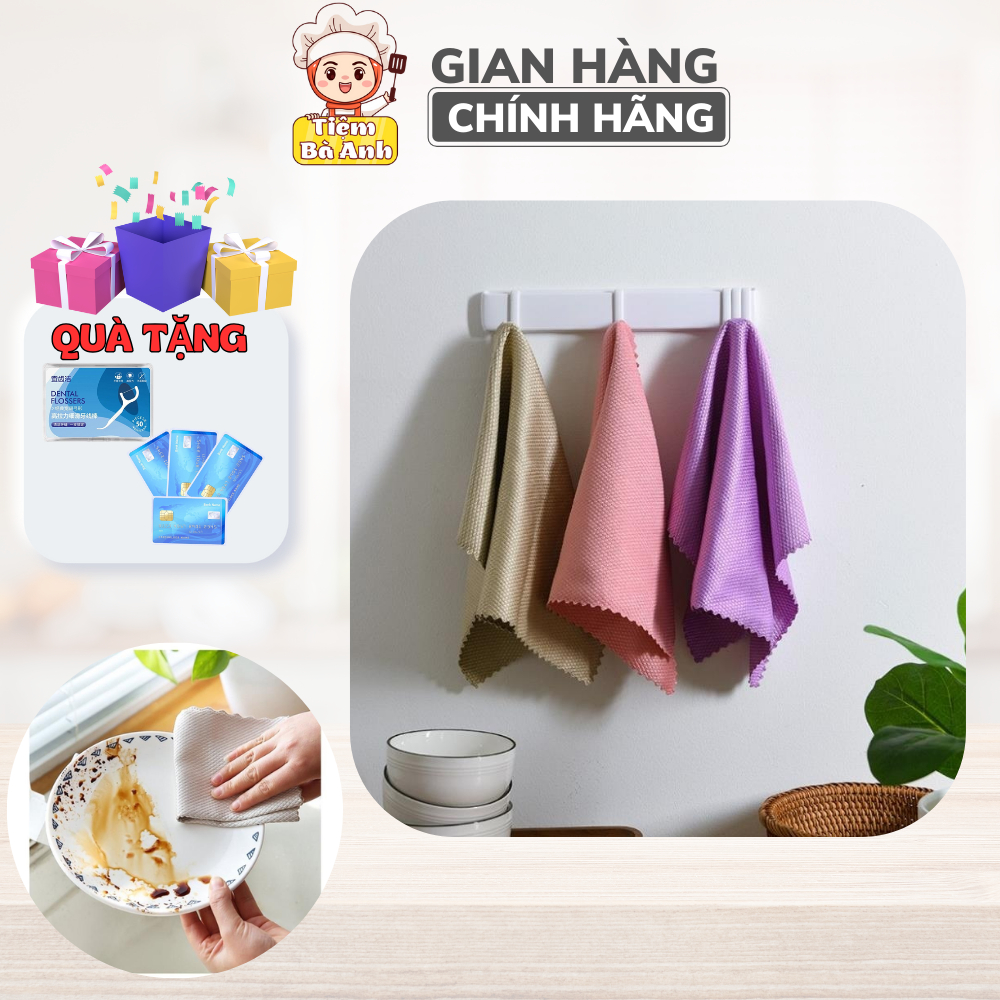 Khăn VẢY CÁ Thấm Hút Nước Không Xù Lông Lau Bếp/ Bàn Ghế/ Gương Kính