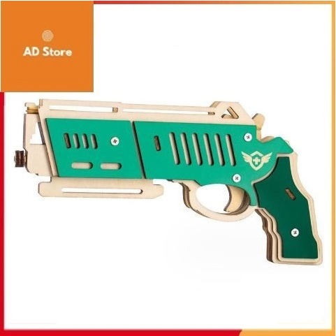 Đồ chơi lắp ghép gỗ 3D Súng bắn dây thun bằng gỗ