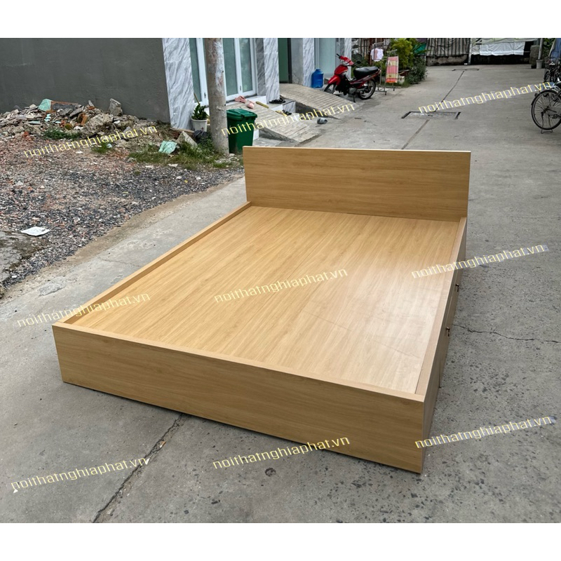 Giường ngủ gỗ, giường gỗ 2 hộc kéo