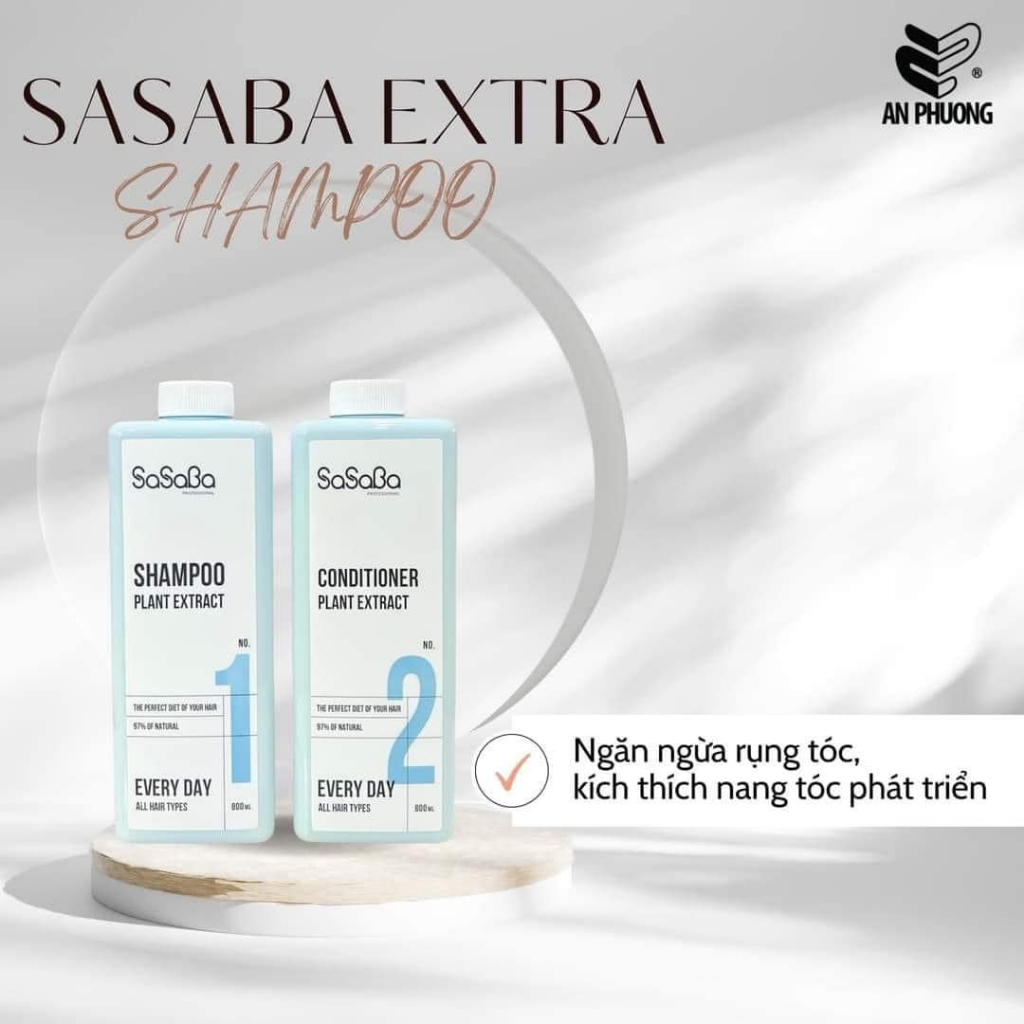 CẶP DẦU GỘI VÀ DẦU XẢ NO.1 NO.2 SASABA Extra MỚI 800ML