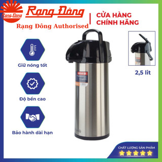 Phích nước rạng đông 2,5 lít, inox cao cấp, bình thuỷ cần bơm pha cafe, model rd 2545 st1.e