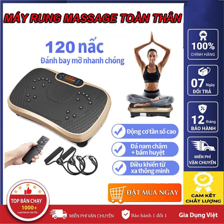 Máy rung lắc toàn thân hỗ trợ giảm cân, Máy rung massage tập thể dục tại nhà có điều khiển từ xa, nghe nhạc bluetooth