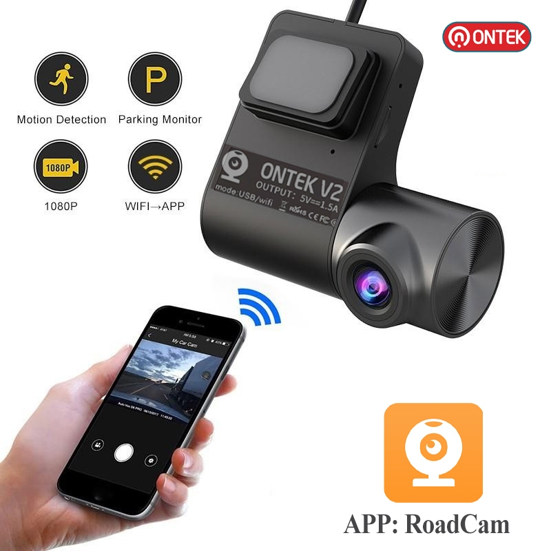 Camera Hành Trình ONTEK V2 Kết Nối Wifi, Độ Phân Giải 1080P, Xem Trực Tiếp Video trên điện thoại qua wifi