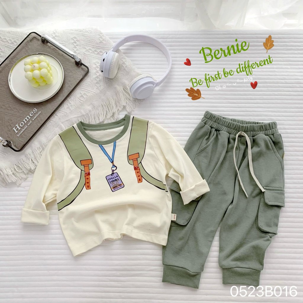 Bộ thu đông bé trai nhà thám hiểm STELLA TOUR Bernie - Bộ dài tay bé trai phong cách Hàn Quốc cho bé 9-23kg - 0523B016