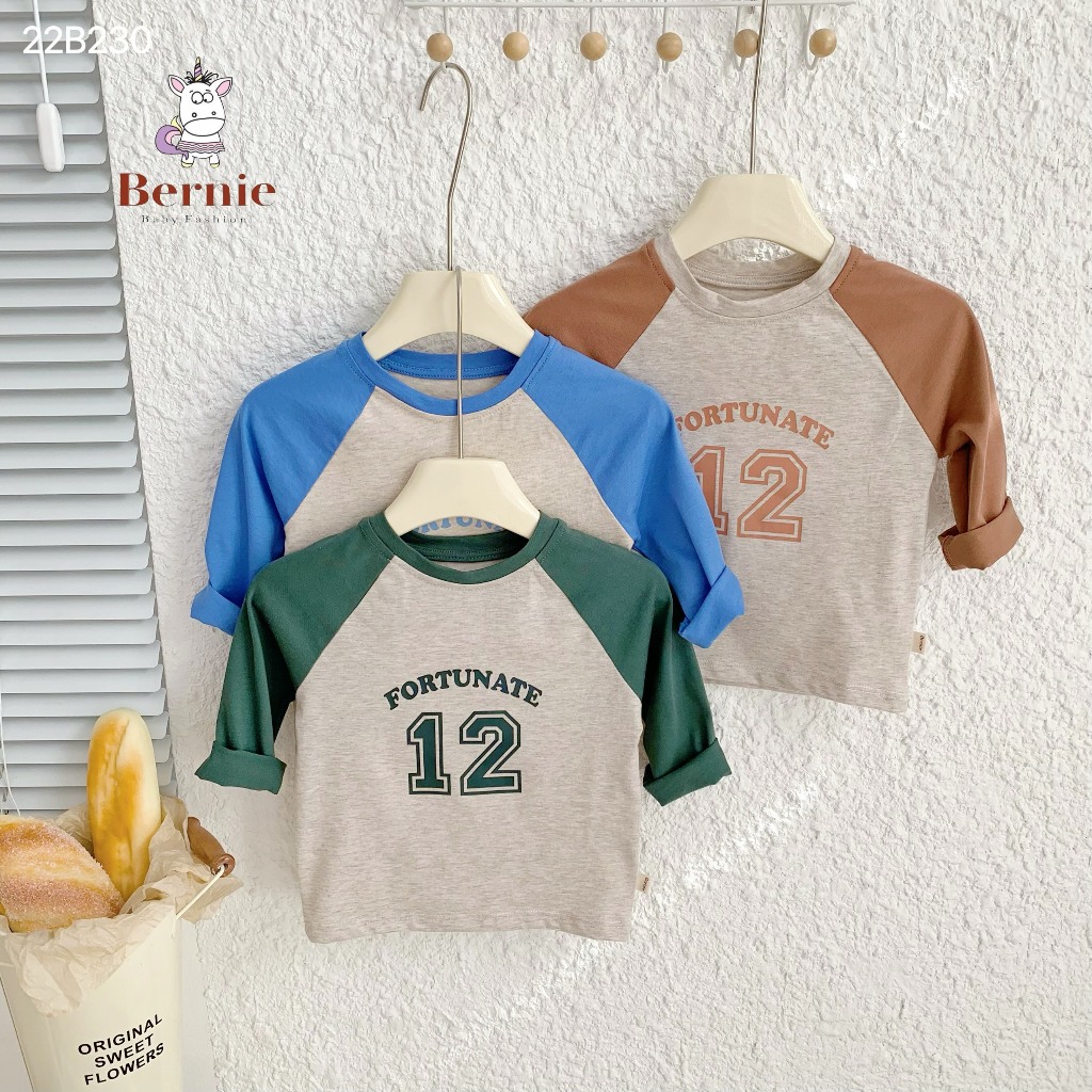 Bộ thu đông bé trai số 12 Bernie - Bộ dài tay bé trai chất cotton cho bé từ 9-23kg- 22B230