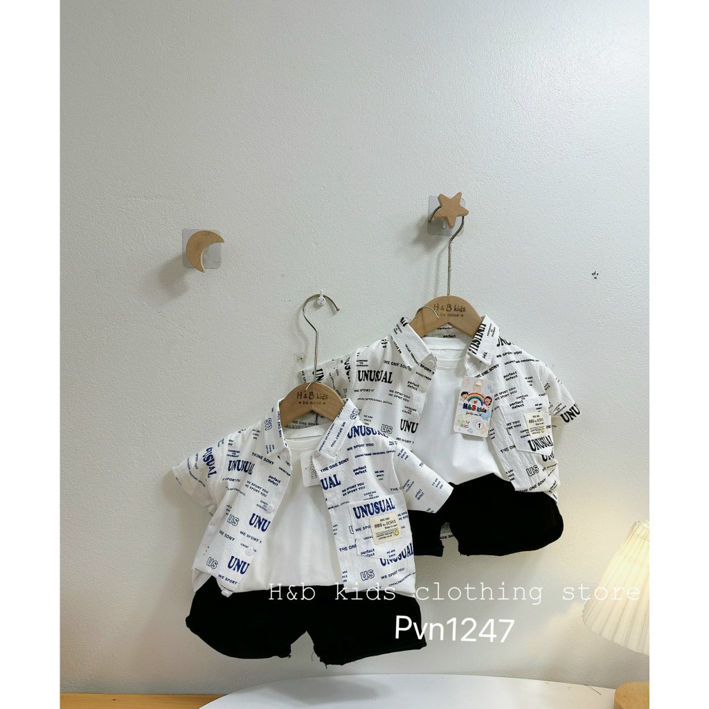 Set 3ct sơ mi chữ bé trai