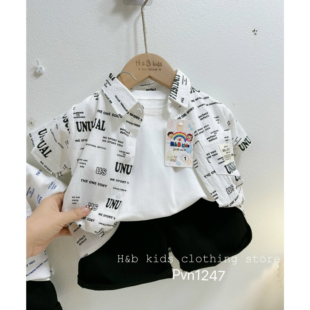 Set 3ct sơ mi chữ bé trai