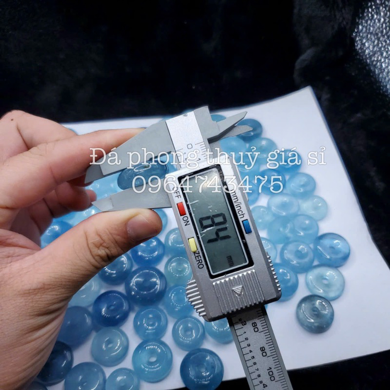 Mặt dây chuyền đồng điếu aquamarine siêu đẹp mịn hàng kiểm định kèm dây dù