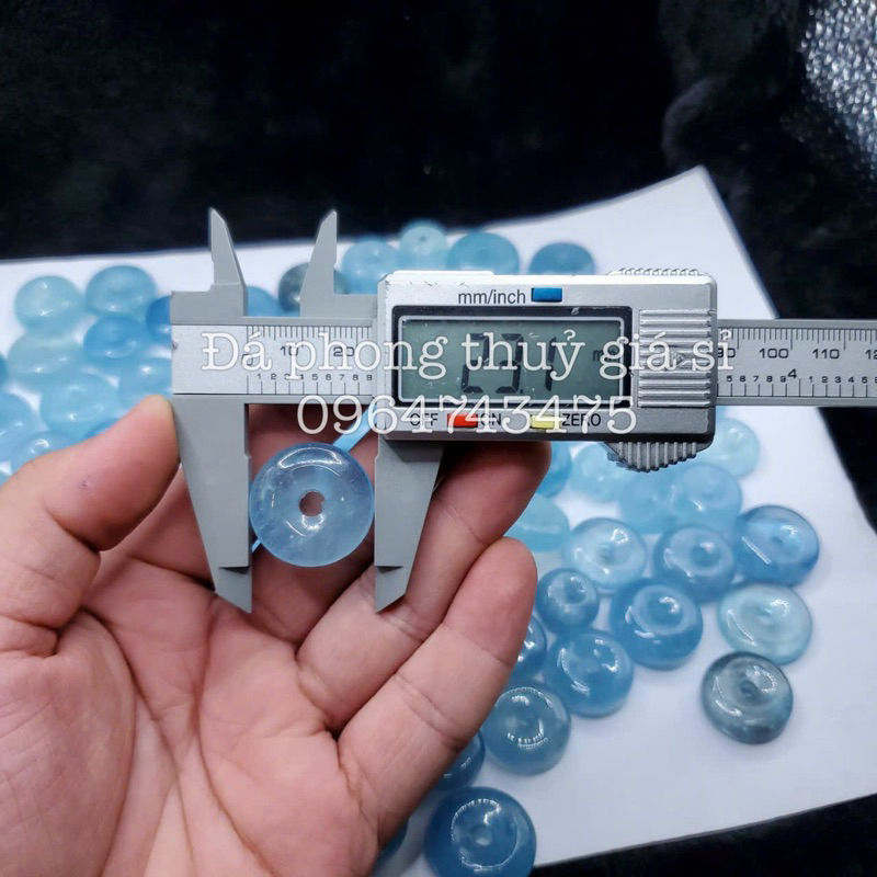 Mặt dây chuyền đồng điếu aquamarine siêu đẹp mịn hàng kiểm định kèm dây dù