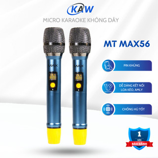 Micro karaoke không dây bộ 2 mic hát karaoke max 56 âm thanh chuẩn, pin sạc, dùng cho loa kéo, amly kaw vietnam