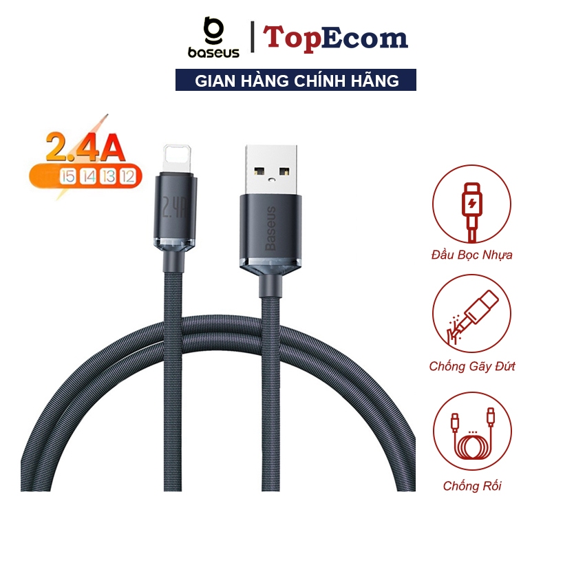 Cáp Sạc Nhanh Chính Hãng Baseus CAJY0001 Dây Sạc 2.4a Siêu Bền Truyền Dữ Liệu Tốc Độ Cao Dành Cho ai phôn