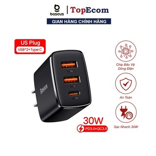 Củ Sạc Nhanh 30w 2 USB + 1 Type C Baseus Tích Hợp PD/QC3.0 - TopEcom