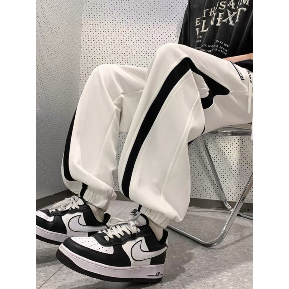 Quần dài jogger thun nỉ DRAGON bo chun Phối sọc form rộng unisex chất thun cotton chính phẩm thoáng mát, không xù - DTB