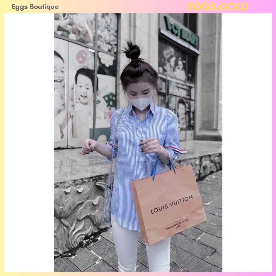 Áo Sơ mi kẻ Cộc Tay Hoạ Tiết Kẻ Dễ Thương,  Áo Sơ Mi Tay Lỡ Kẻ Sọc đẹp