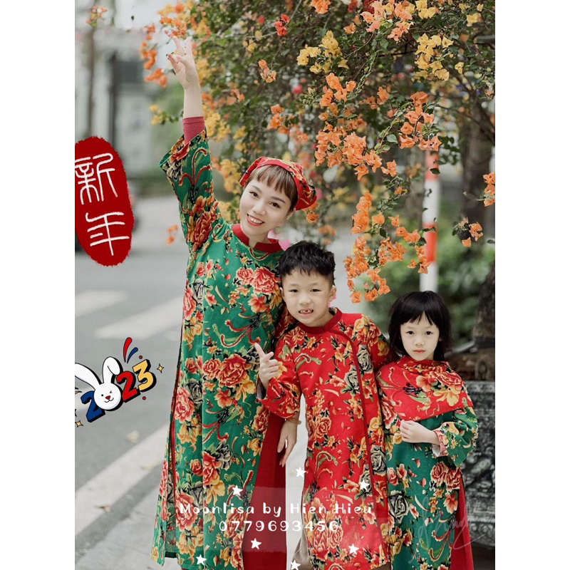Aó Dài Họa Tiết Chăn Công Cho Bé Trai  Sản Xuất Trực Tiếp MOONLISA