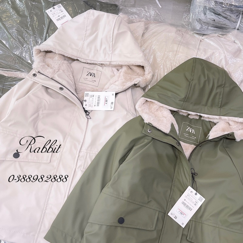 Áo raincoat lót lông thỏ Z@ra