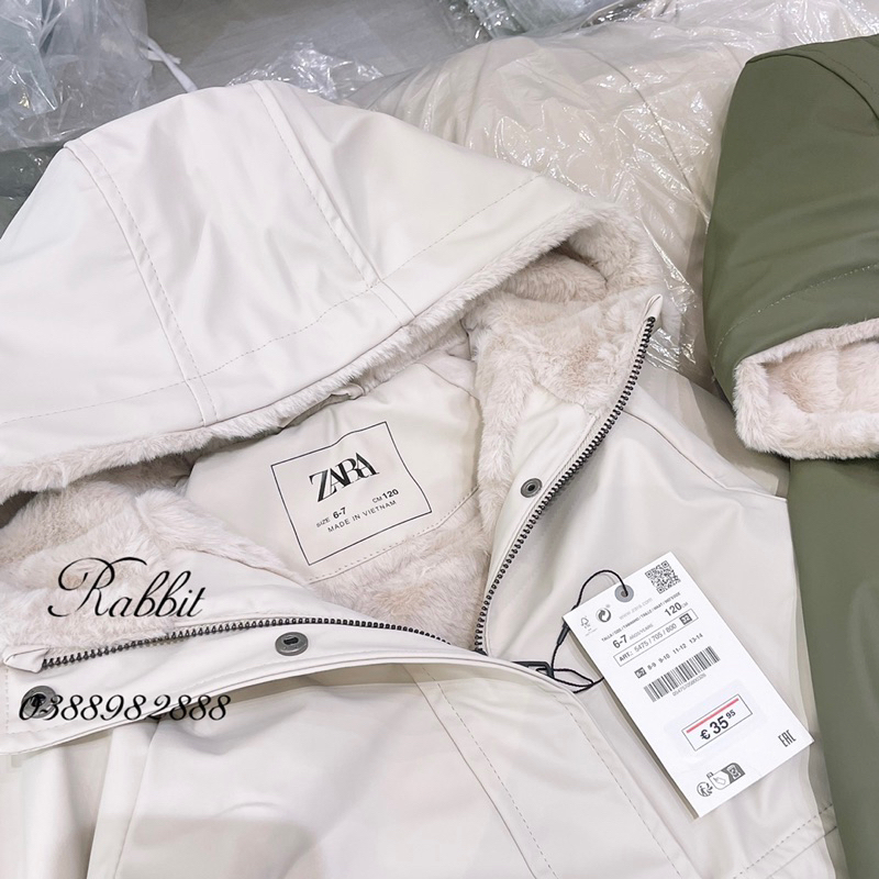 Áo raincoat lót lông thỏ Z@ra