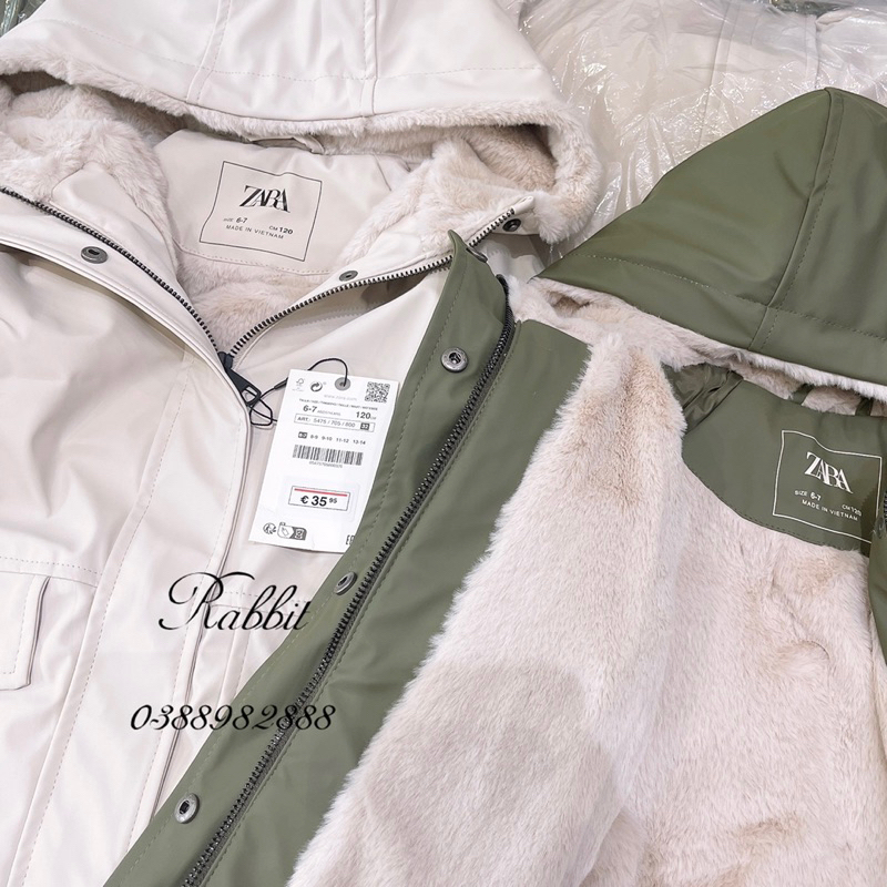 Áo raincoat lót lông thỏ Z@ra